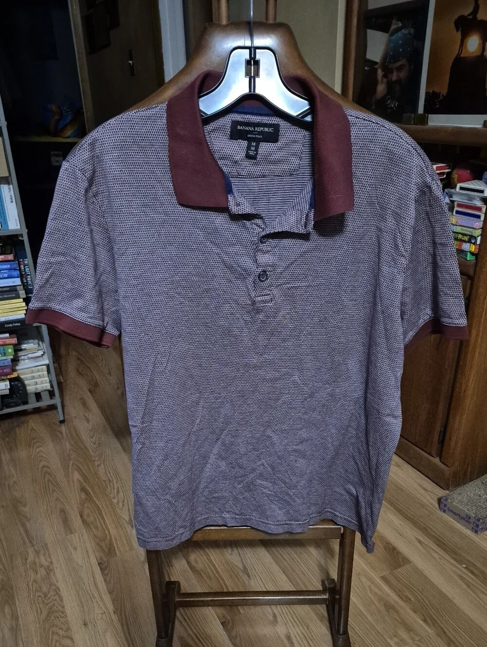 Banana Republic Men's Burgundy Polo with Contrast Collar